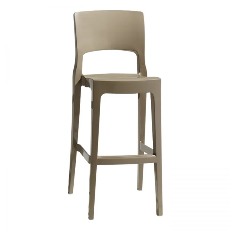 Barstuhl taupe Kunststoff, Garten Barstuhl taupe , Outdoor Barhocker taupe , Sitzhöhe 74 cm