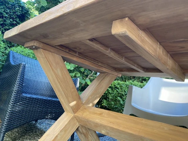 Gartentisch Teakholz Landhaus , Esstisch Massivholz, Tisch Holz massiv, Länge 200 cm