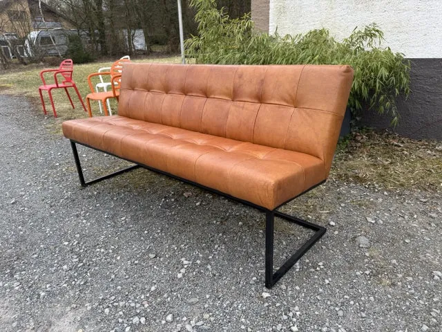 Lederbank cognac, Sitzbank Leder, Bank Leder cognac, Breite 206 cm
