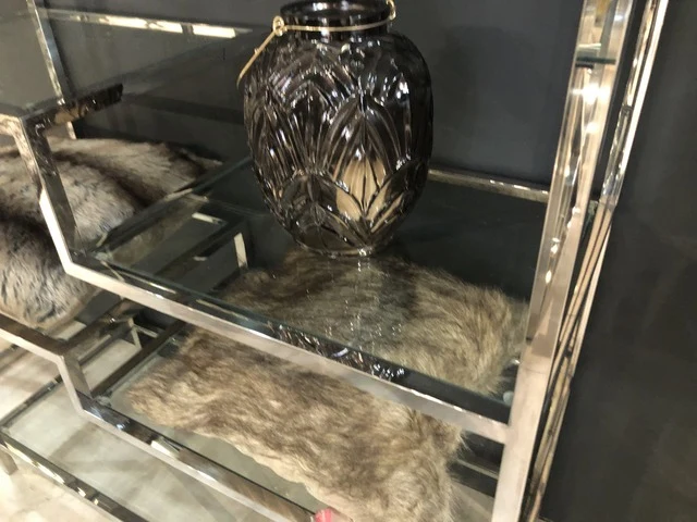 Regal Silber, Glas Regal verchromt, Bücherregal Silber, Maße 178 x 100 cm