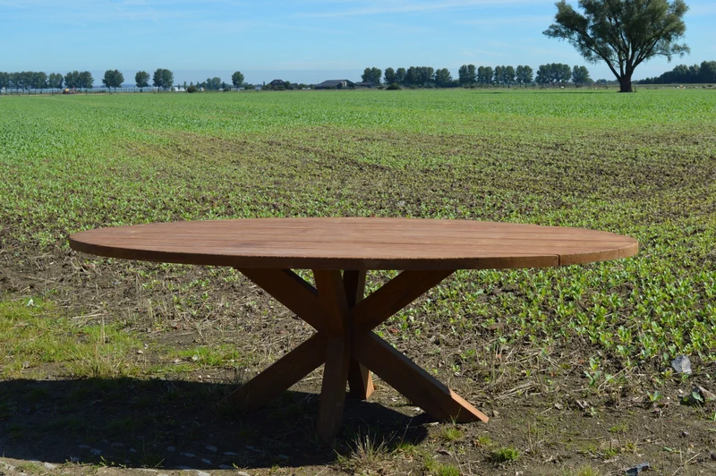 ovaler Gartentisch Landhaus , Esstisch oval Massivholz, Tisch Holz massiv, Breite 240 cm