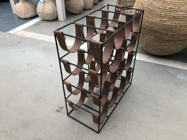 Weinregal Metall, Tischweinregal schwarz-braun Metall, Höhe 54 cm