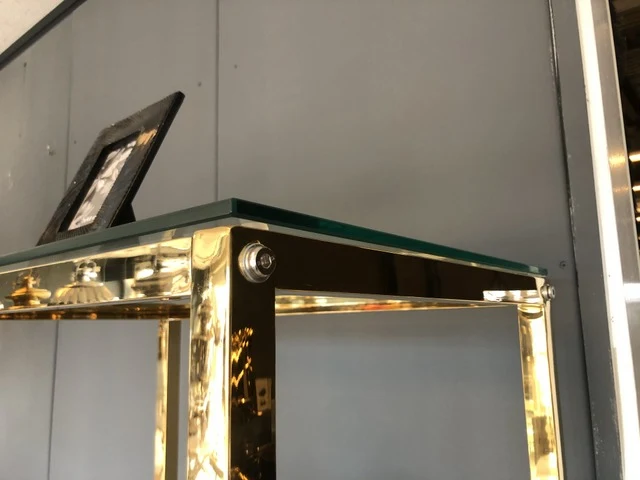 Regal Gold Metall Glas, Bücherregal Gold Glas Metall, Glasregal Gold, Breite 60 cm