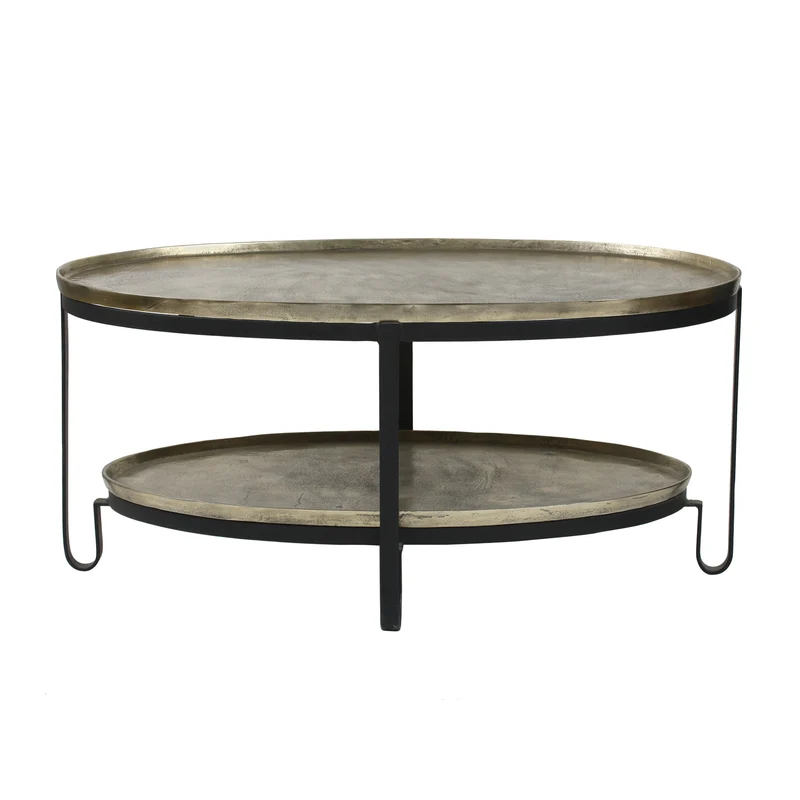 Couchtisch rund Bronze-schwarz, Couchtisch Metall rund, Durchmesser 96 cm