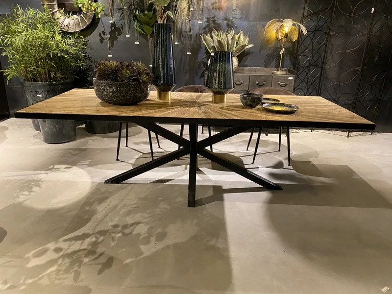 Esstisch schwarz Metallgestell, Tisch schwarz Metall, Länge 240 cm