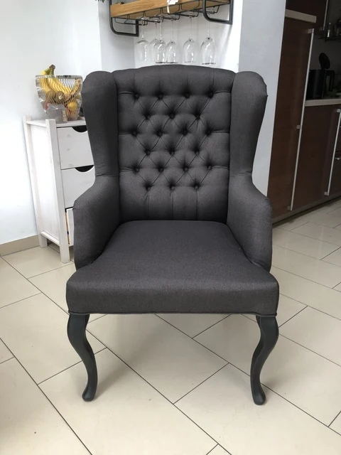 Stuhl anthrazit gepolstert Landhausstil, Stuhl Chesterfield Farbe anthrazit