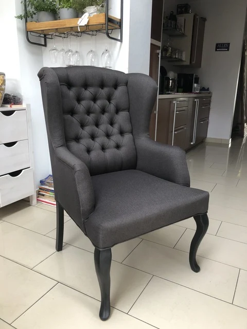 Stuhl anthrazit gepolstert Landhausstil, Stuhl Chesterfield Farbe anthrazit
