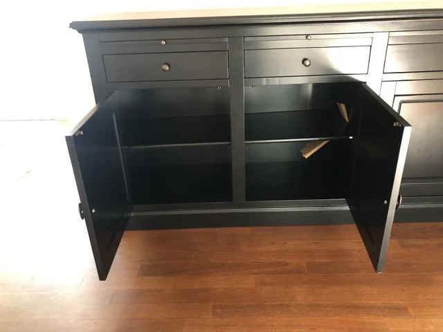 Sideboard schwarz, Anrichte schwarz Landhaus, Sideboard Landhausstil, Breite 177 cm