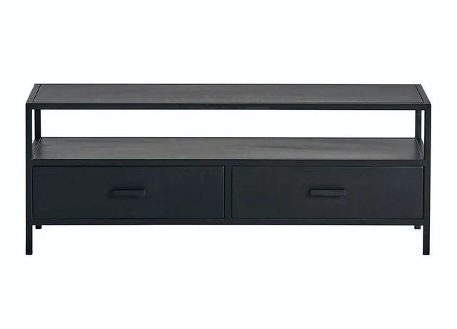 TV Lowbaord schwarz, Fernsehschrank Metall schwarz, TV Regal schwarz, Schrank schwarz Industriedesign, Breite 120 cm