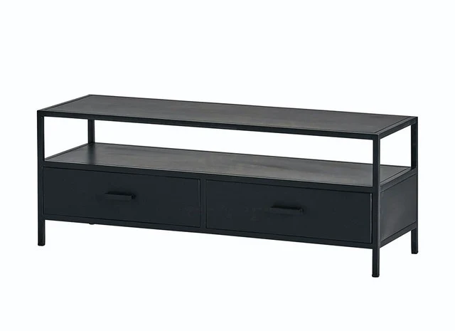 TV Lowbaord schwarz, Fernsehschrank Metall schwarz, TV Regal schwarz, Schrank schwarz Industriedesign, Breite 120 cm