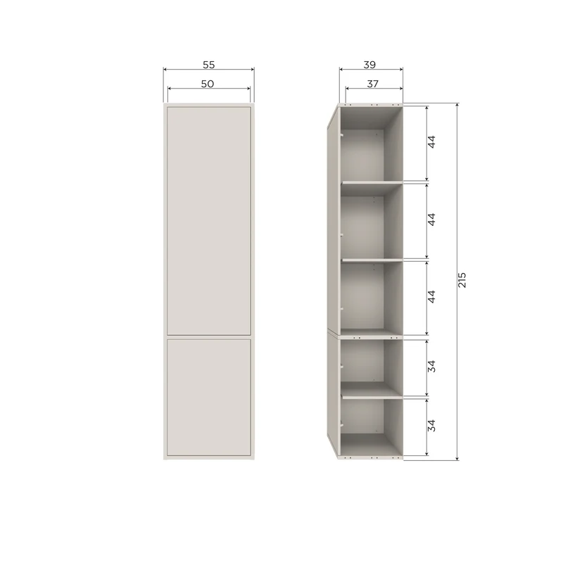 Meggy schmaler ablageschrank 55cm kiefer dust
