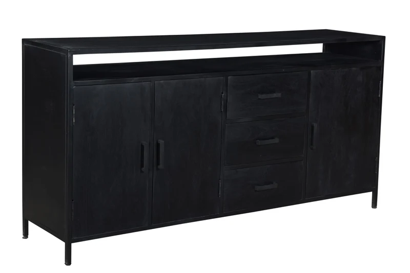 Sideboard schwarz, Anrichte schwarz, Schrank schwarz, Breite 180 cm