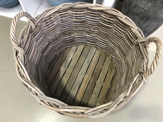 Kaminholzkorb Rattan, Kaminholzkorb auf Rädern, Durchmesser 50 cm
