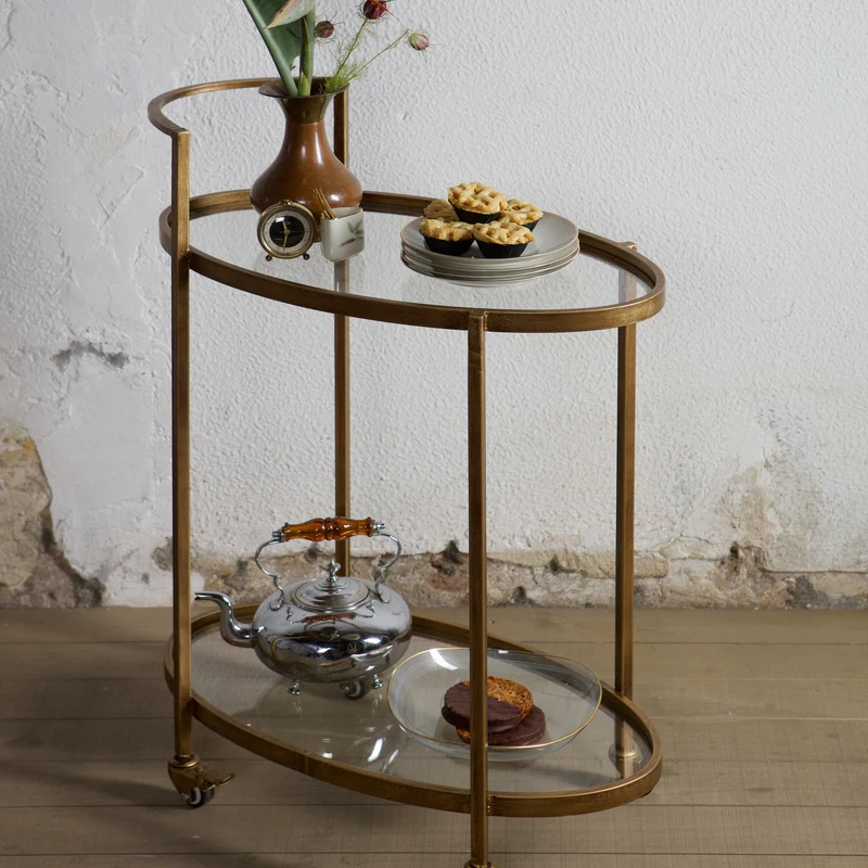 Push trolley metall antique brass