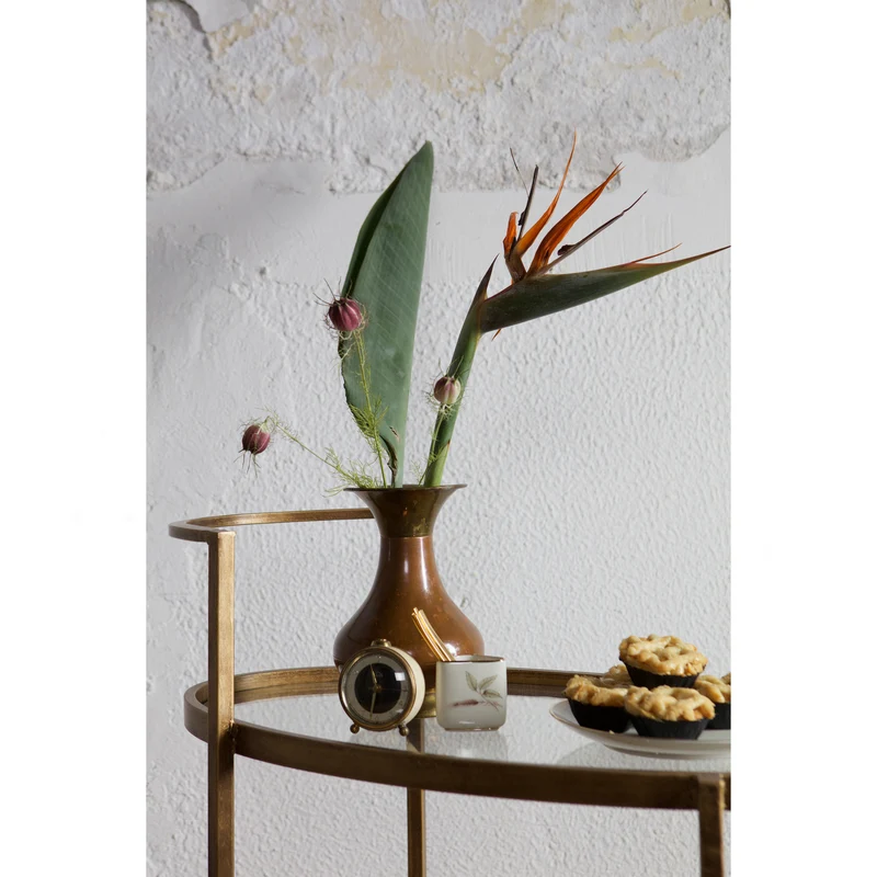 Push trolley metall antique brass