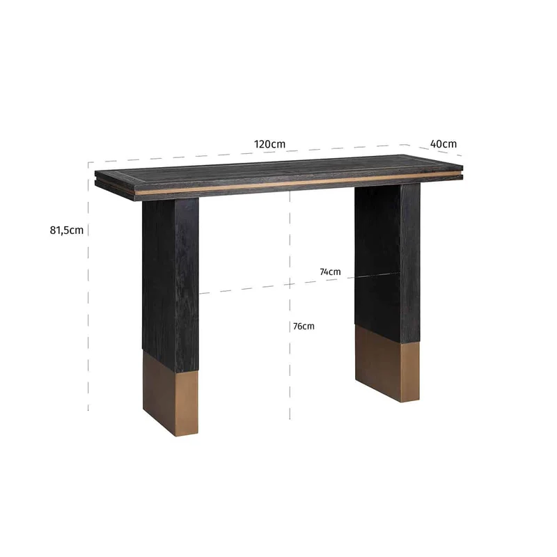 Konsole schwarz, Konsolentisch schwarz Eiche furniert, Breite 150 cm