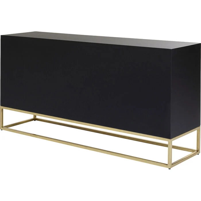 Sideboard weiß-schwarz-Gold, Anrichte Gold schwarz, Breite 160 cm