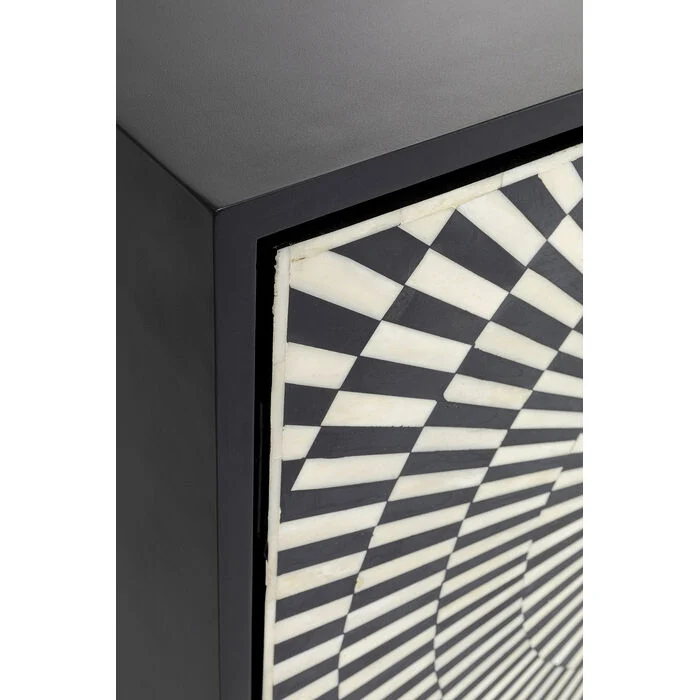 Sideboard weiß-schwarz-Gold, Anrichte Gold schwarz, Breite 160 cm