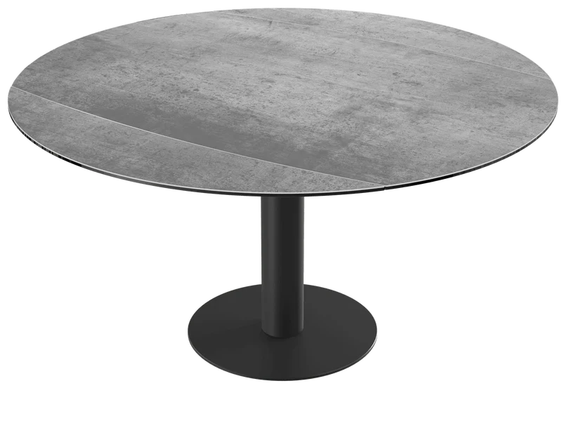 Tisch grau Keramik-Tischplatte, runder Esstisch Keramikplatte, Esstisch grau rund ausziehbar, Durchmesser 150 cm