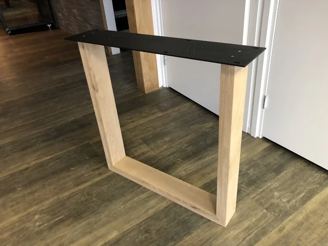 2er Set Tischgestell Holz Eiche, Holzuntergestell für Tische, Breite 78 cm
