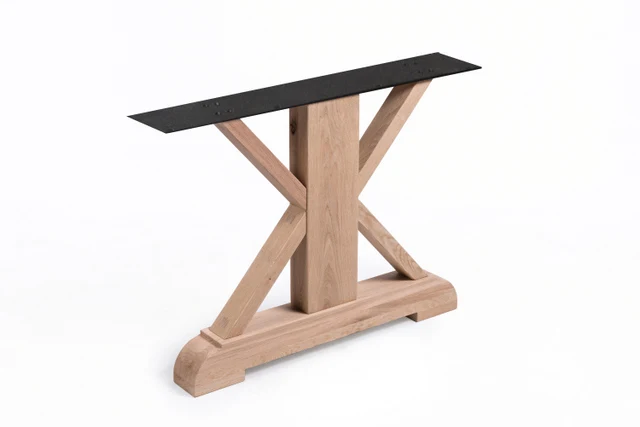 2er Set Tischgestell Holz Eiche, Holzuntergestell für Tische, Breite 86 cm