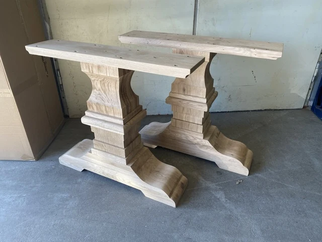 2er Set Tischgestell Holz Eiche, Holzuntergestell für Tische, Breite 78 cm