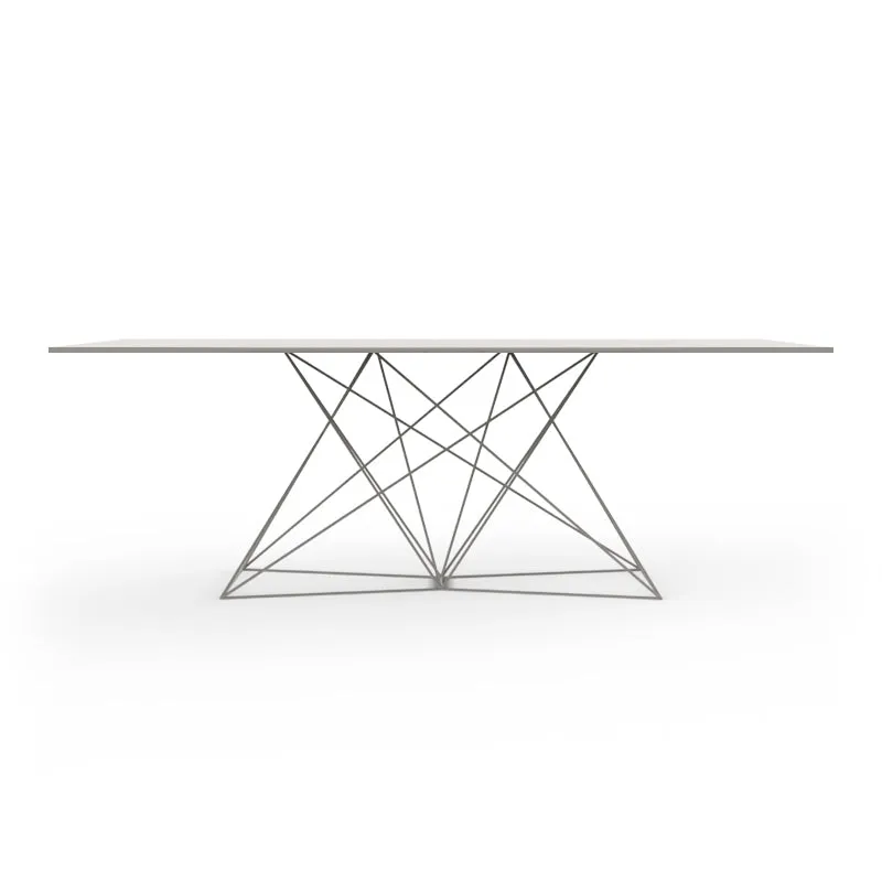 Design Tisch weiß Metall, Esstisch modern weiß, Länge 200 cm