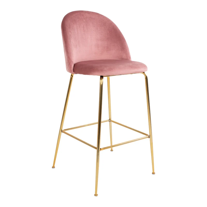 Barstuhl rosa Metall, Barhocker rosa Gold, Sitzhöhe 75 cm