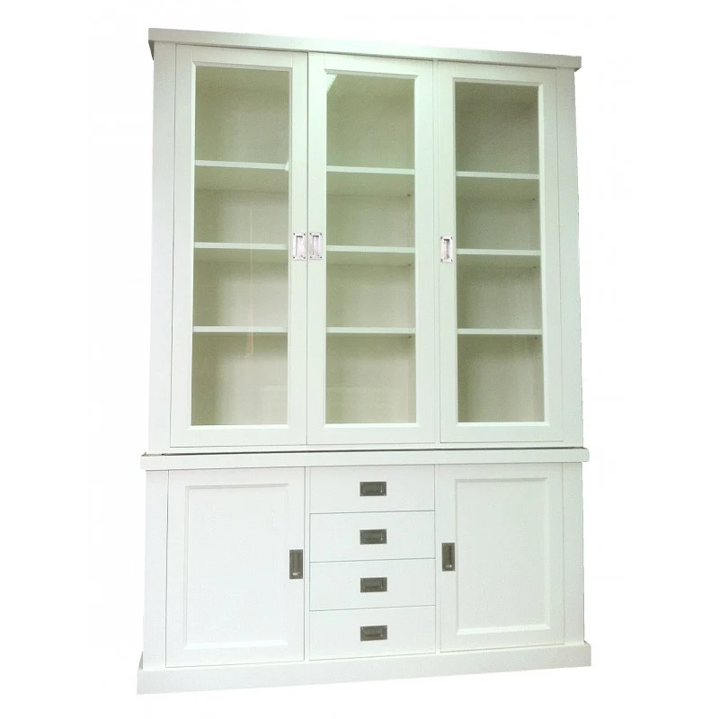 Vitrine weiß Landhaus, Vitrinenschrank weiß, Geschirrschrank weiß, Wohnzimmerschrank weiß Landhausstil, Breite 172 cm