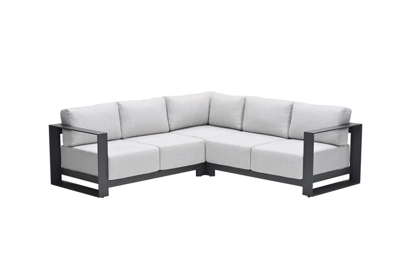 Lounge Sitzecke schwarz, Garten Sitzecke schwarz, Gruppensitzbank schwarz, Sitzgruppe Aluminium schwarz
