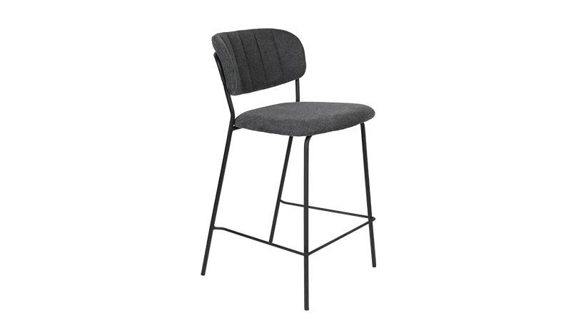 Barstuhl dunkel grau Metall, Barhocker grau Metall-Gestell, Sitzhöhe 65 cm