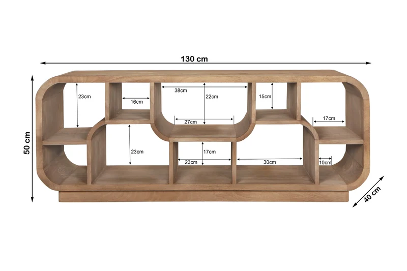 TV Regal braun, TV Regal Holz massiv, Lowb0ard braun Holz, Breite 130 cm