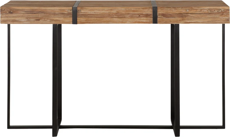 Konsole Holz Tischplatte, Wandtisch Metall-Gestell, Konsole, Breite 140 cm