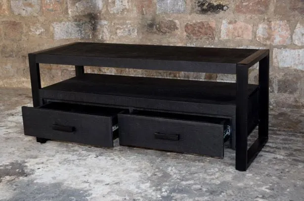 TV Schrank schwarz, TV Regal schwarz, Lowbaord schwarz Industrie, Fernsehschrank schwarz, Breite 120 cm