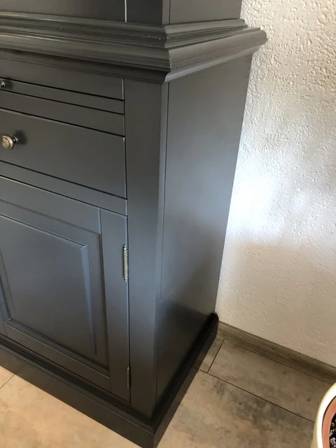 Vitrinen anthrazit Landhausstil, Wohnzimmerschrank anthrazit Landhaus, Buffetschrank anthrazit, Breite 230 cm