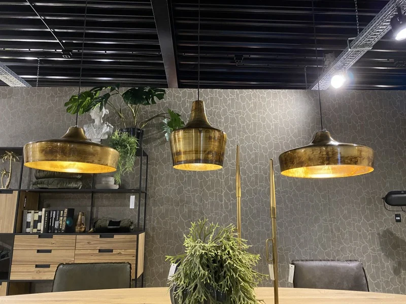 Hängeleuchte Gold, runder Pendelleuchte Gold-Antik, Durchmesser 46 cm