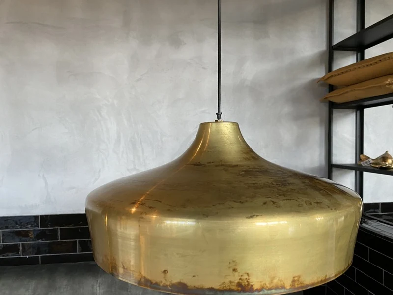 Hängeleuchte Gold, runder Pendelleuchte Gold-Antik, Durchmesser 46 cm