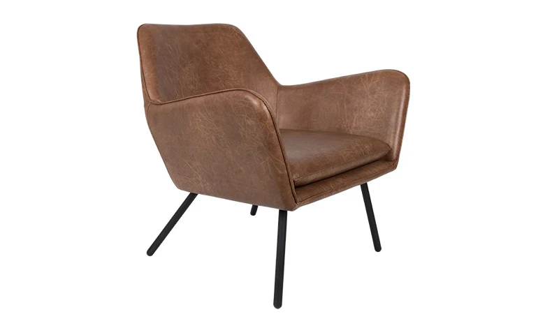 Sessel braun Metallgestell schwarz mit Armlehne, Sitzhöhe 42 cm