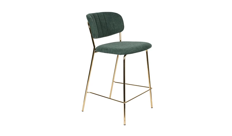 Barstuhl grün Metall, Barhocker grün Gold-Metall-Gestell, Sitzhöhe 65 cm