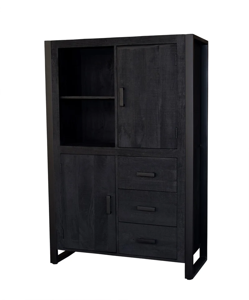 Schrank schwarz, Aktenschrank Industriedesign, Breite 100 cm