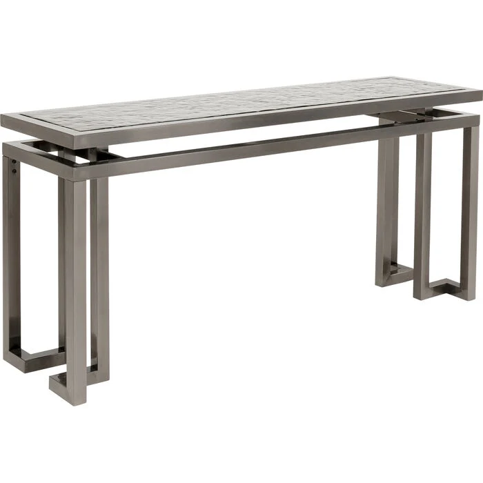 Konsole grau Glas-Metall, Gals-Konsole grau, Wandtisch Glas-Metall, Breite 160 cm