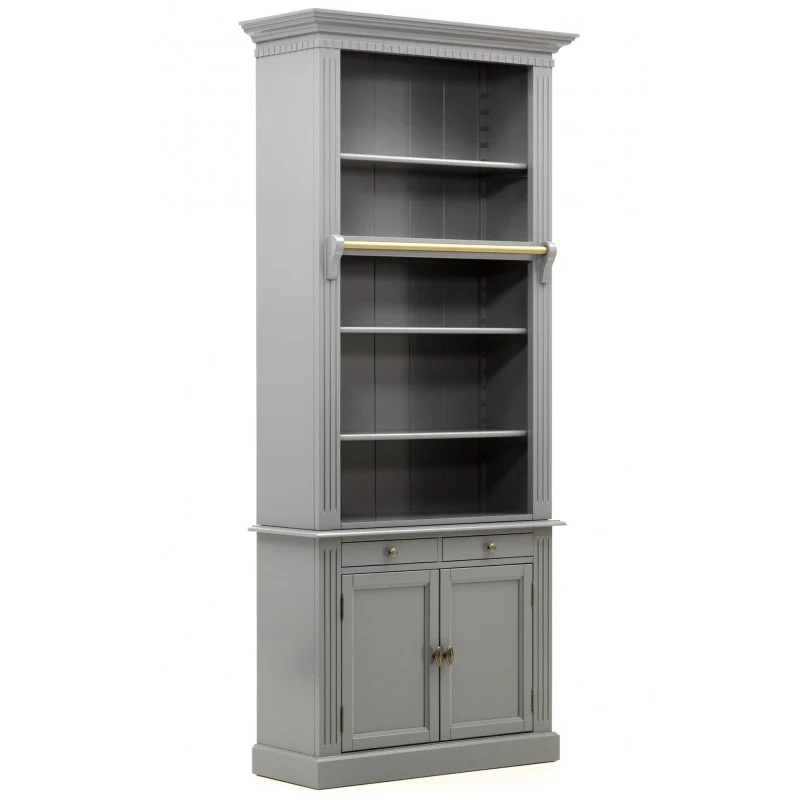 Bücherschrank grau Landhaus, Schrank grau, Aktenschrank grau Landhausstil, Breite 100 cm
