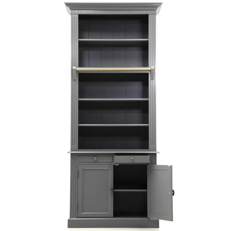 Bücherschrank grau Landhaus, Schrank grau, Aktenschrank grau Landhausstil, Breite 100 cm