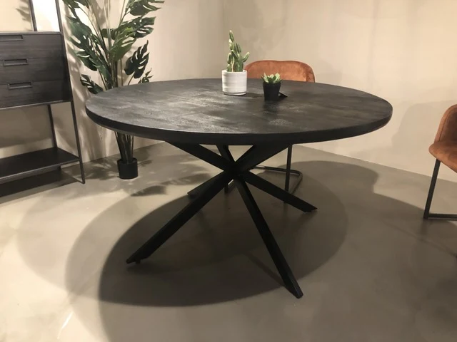 Runder Tisch schwarz, Tisch rund schwarz, schwarzer Tisch rund, Durchmesser 140 cm