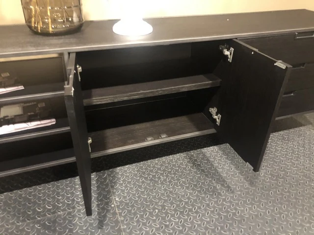 Sideboard schwarz, Anrichte schwarz, Sideboard Metall Holz schwarz, Breite 220 cm