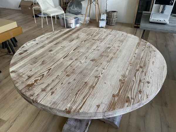 Runder Tisch Massivholz, Esstisch rund Holz, Holztisch im Landhausstil, Durchmesser 130 cm