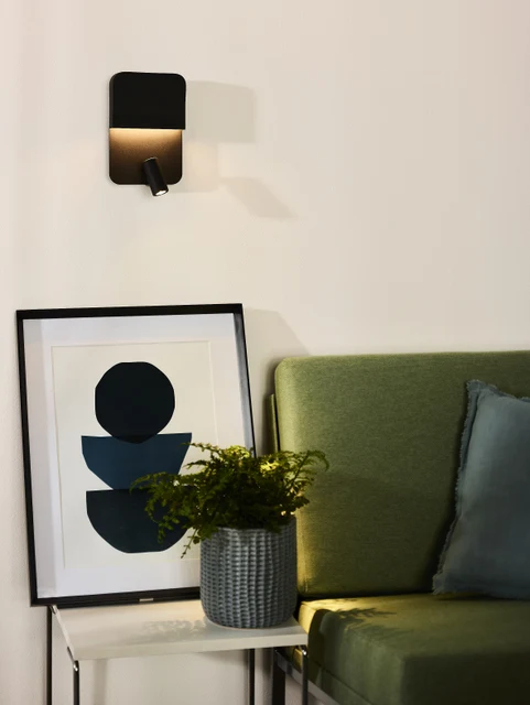 Wandlampe schwarz, LED, USB Ladepunkt