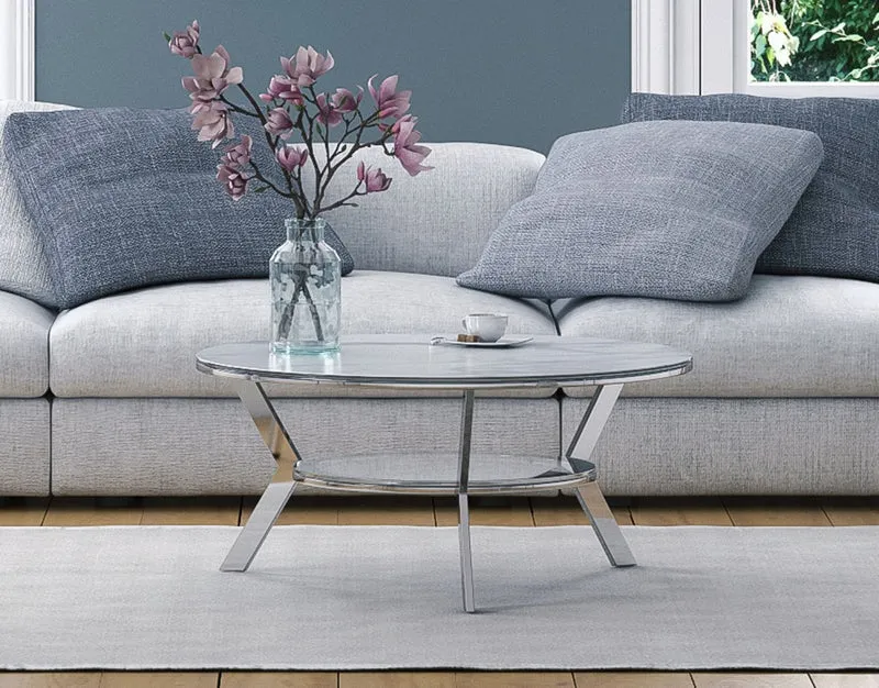 Couchtisch rund, runder Couchtisch Keramik-Glas Tischplatte, Durchmesser 90 cm