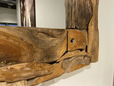 Spiegel Massivholz Teak, Wandspiegel Holz, Maße 100x200 cm