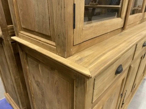 Vitrine Teak, Buffetschrank Teakholz, Geschirrschrank Teak, Schrank Massivholz Teak, Breite 200 cm